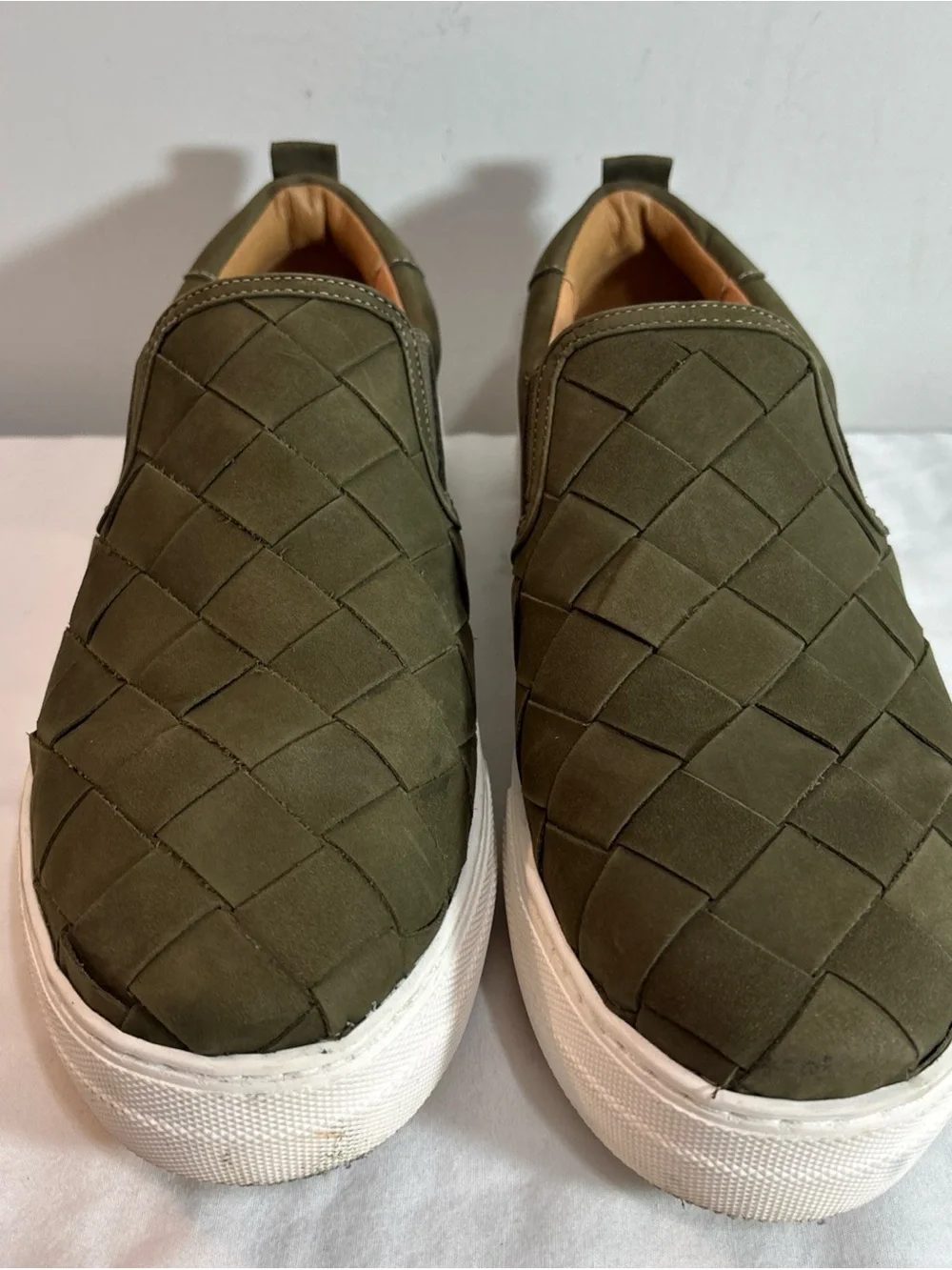Steve Madden Women’s Slip-On Woven Casual Sneakers in Olive Green 9/2
